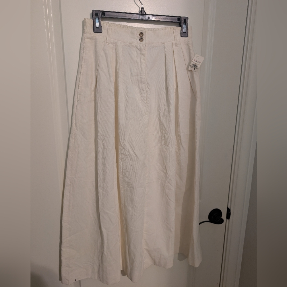 Talbots Ivory A-Line Skirt with Button Detail